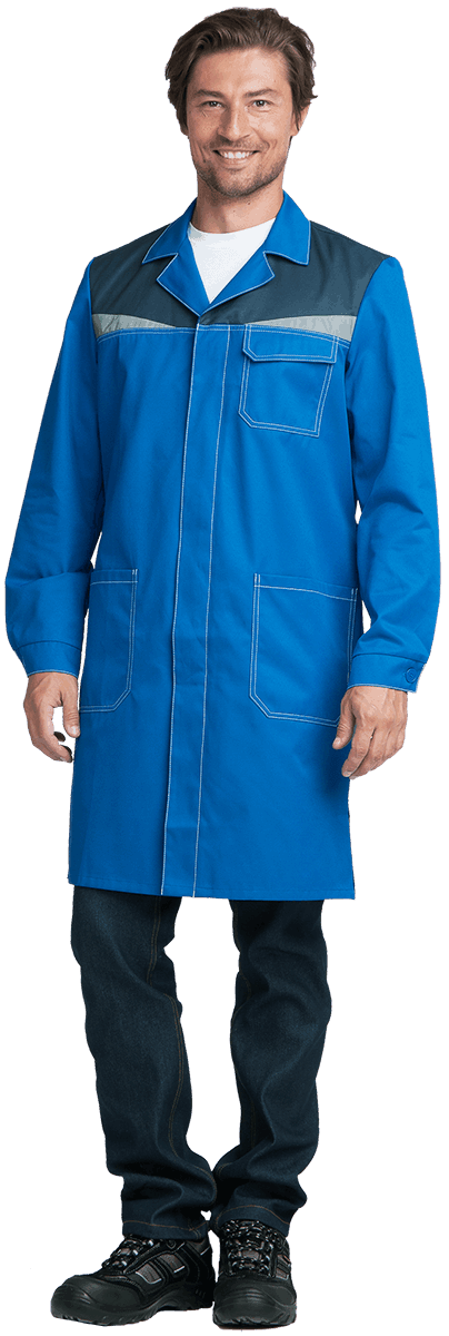 Халат КМ-10 ЛЮКС, василёк-т.синий